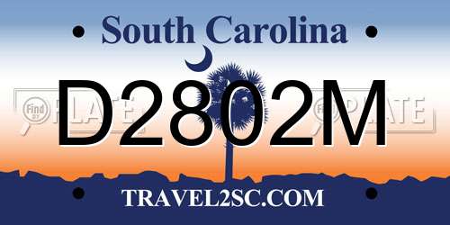 D2802M South Carolina License Plate