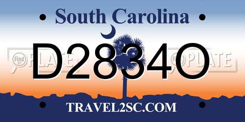 D2834O South Carolina License Plate
