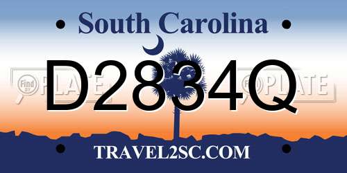 D2834Q South Carolina License Plate