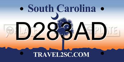D283AD South Carolina License Plate