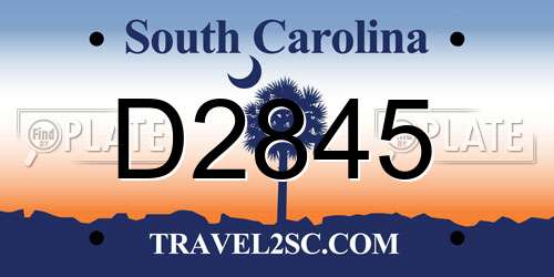 D2845 South Carolina License Plate