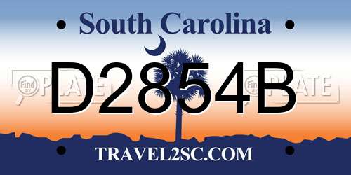 D2854B South Carolina License Plate