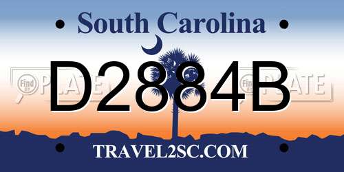 D2884B South Carolina License Plate