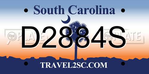 D2884S South Carolina License Plate
