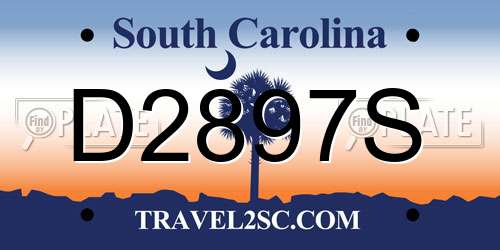 D2897S South Carolina License Plate