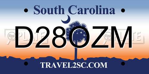 D28OZM South Carolina License Plate