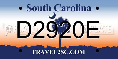 D2920E South Carolina License Plate