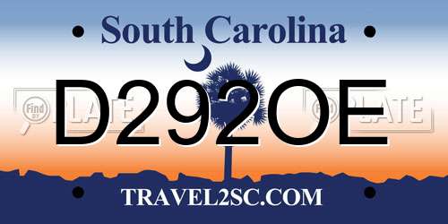 D292OE South Carolina License Plate