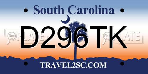 D296TK South Carolina License Plate