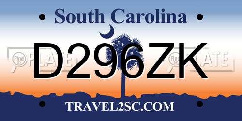 D296ZK South Carolina License Plate