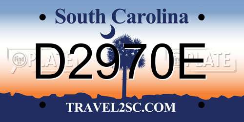 D2970E South Carolina License Plate
