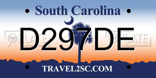 D297DE South Carolina License Plate