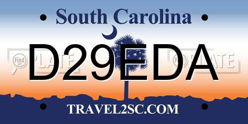 D29EDA South Carolina License Plate