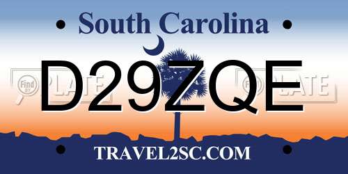 D29ZQE South Carolina License Plate