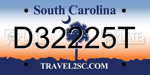 D32225T South Carolina License Plate