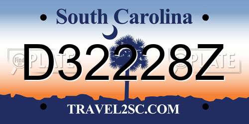 D32228Z South Carolina License Plate