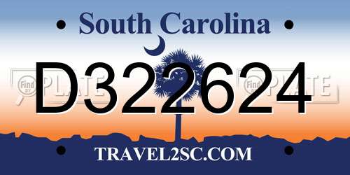 D322624 South Carolina License Plate