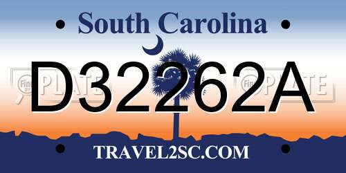 D32262A South Carolina License Plate