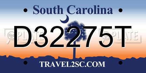 D32275T South Carolina License Plate