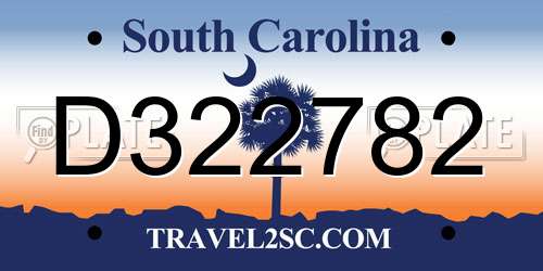 D322782 South Carolina License Plate