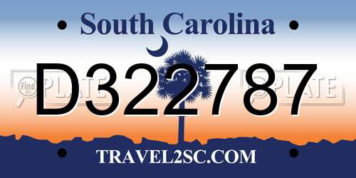 D322787 South Carolina License Plate