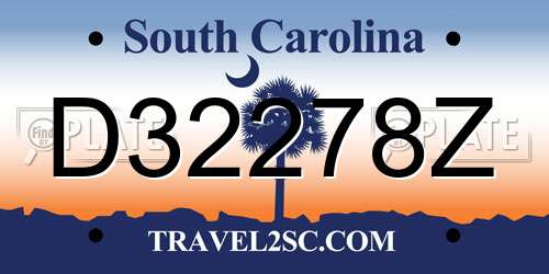 D32278Z South Carolina License Plate