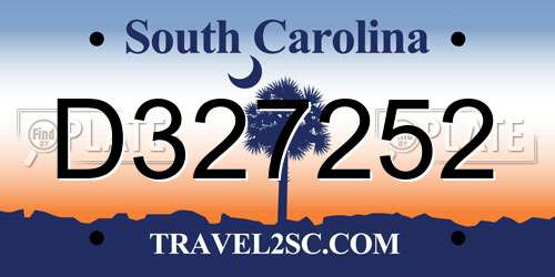D327252 South Carolina License Plate