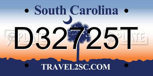 D32725T South Carolina License Plate