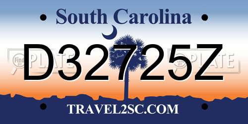 D32725Z South Carolina License Plate