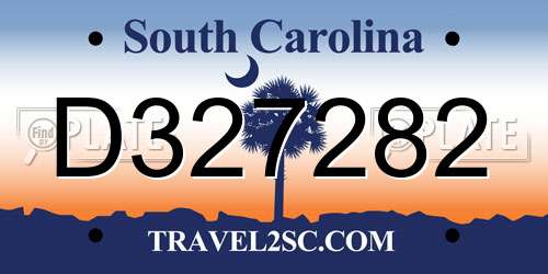 D327282 South Carolina License Plate