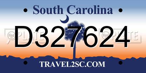D327624 South Carolina License Plate