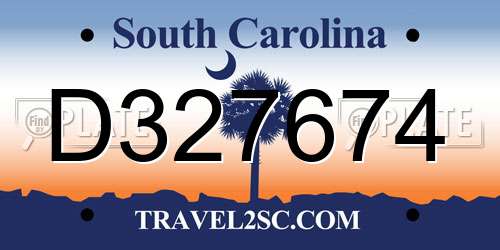 D327674 South Carolina License Plate