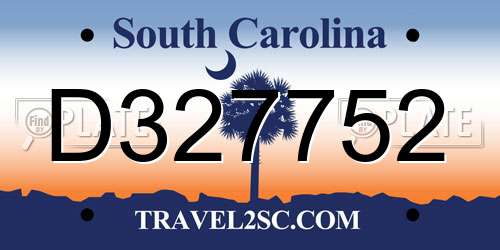 D327752 South Carolina License Plate