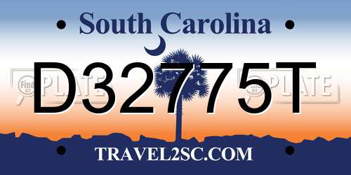 D32775T South Carolina License Plate