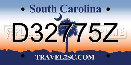 D32775Z South Carolina License Plate