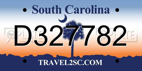 D327782 South Carolina License Plate