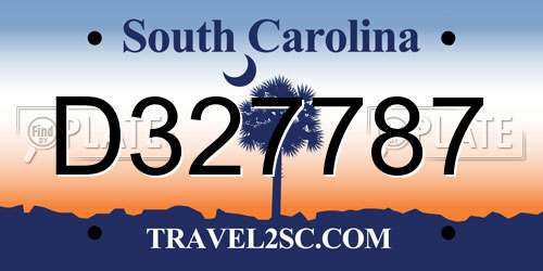 D327787 South Carolina License Plate