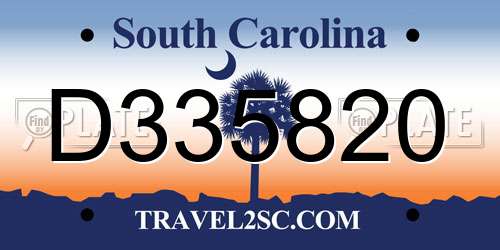 D335820 South Carolina License Plate