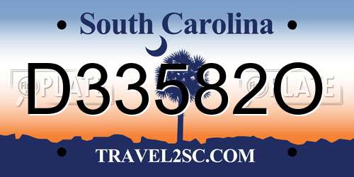 D33582O South Carolina License Plate