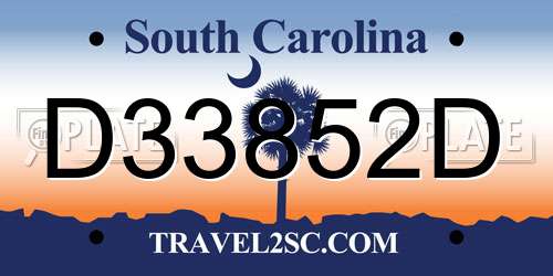 D33852D South Carolina License Plate