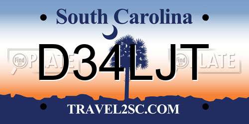 D34LJT South Carolina License Plate