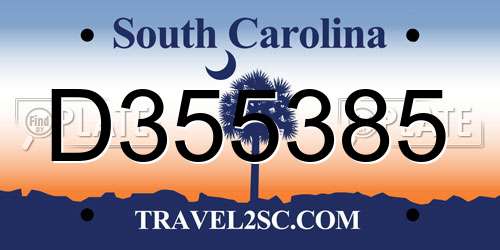 D355385 South Carolina License Plate