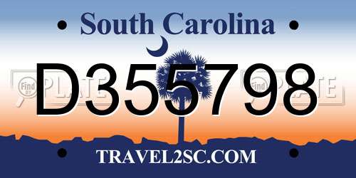 D355798 South Carolina License Plate