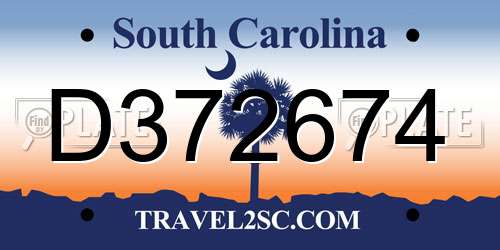 D372674 South Carolina License Plate