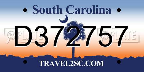 D372757 South Carolina License Plate