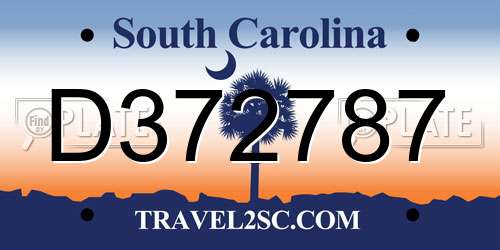 D372787 South Carolina License Plate