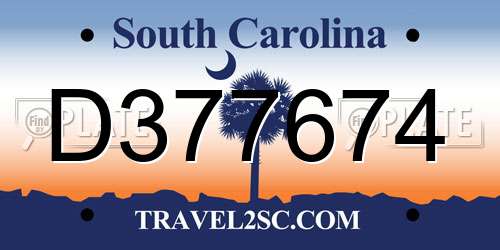 D377674 South Carolina License Plate