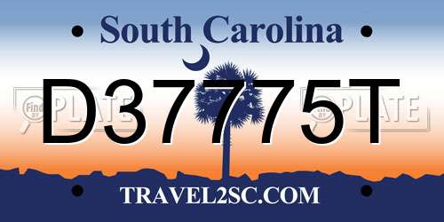 D37775T South Carolina License Plate