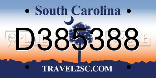 D385388 South Carolina License Plate