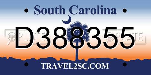 D388355 South Carolina License Plate
